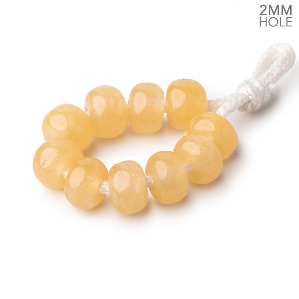 8mm Yellow Aventurine 2mm Large Hole Plain Rondelle Set of 10