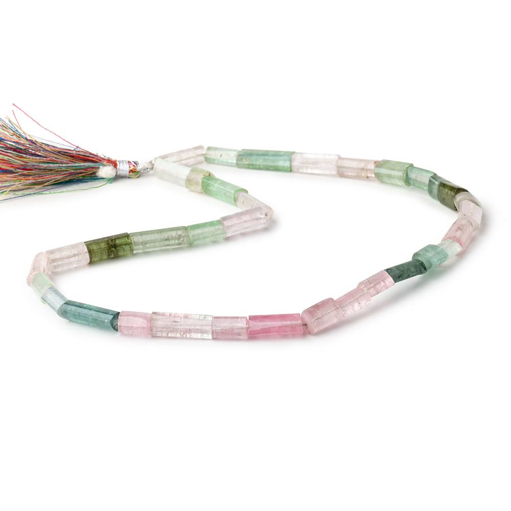 8x5-17x5mm Afghani Multi Color Tourmaline Plain Tube Beads 16 inch 32 pieces AA