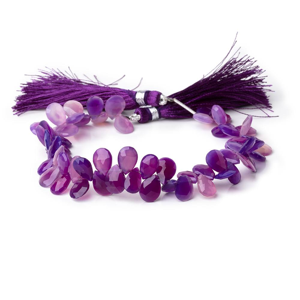 8x5-9x6mm Orchid Purple Chalcedony Faceted Pear Beads 7.5 inch 60 pieces