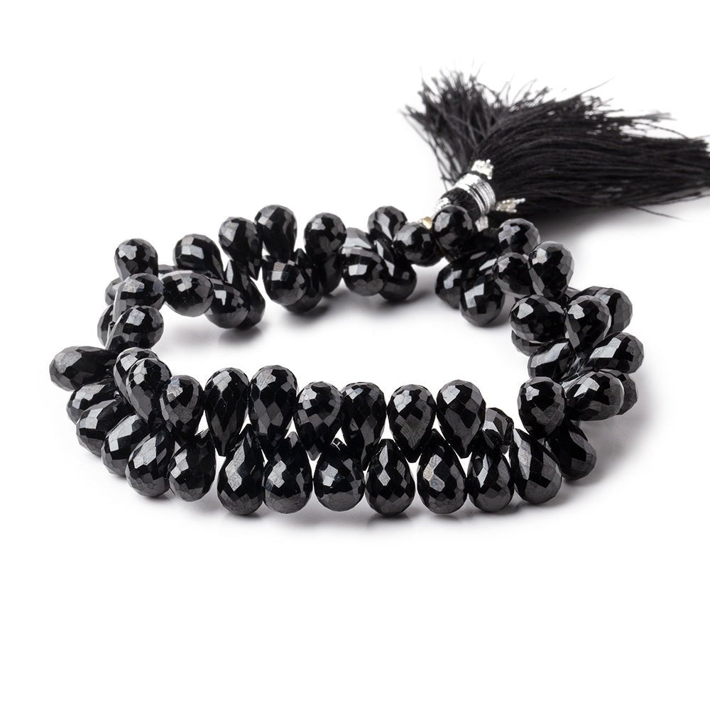 8x6-12x6mm Black Spinel Faceted Tear Drop Beads 8 inch 71 pieces