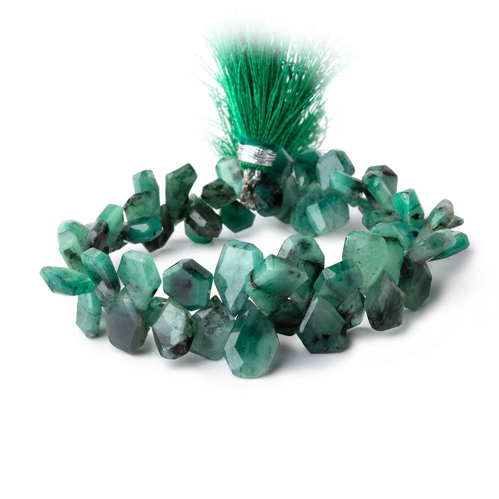 8x6-12x9mm Brazilian Emerald Faceted Freeform Beads 6.5 inch 64 pieces