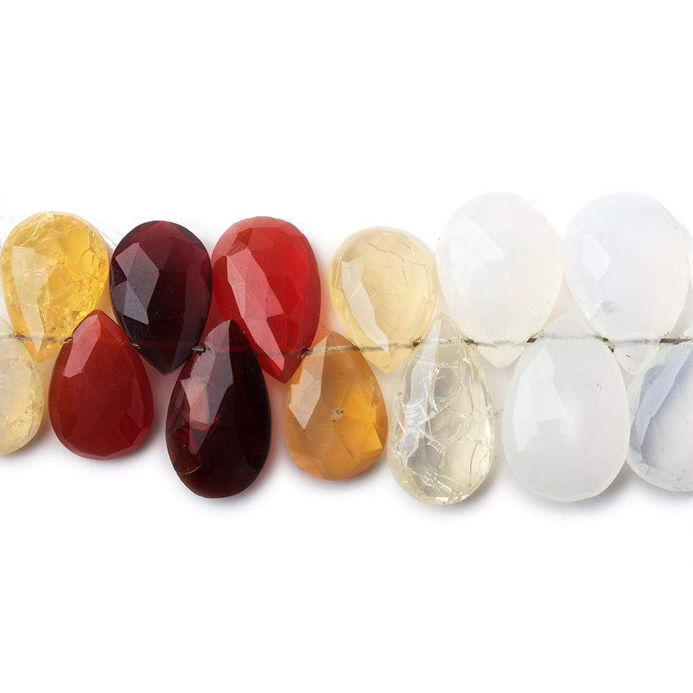 8x6-15x6.5mm Multi Color Mexican Fire Opal Pear Briolette beads 9 inch 64 pieces