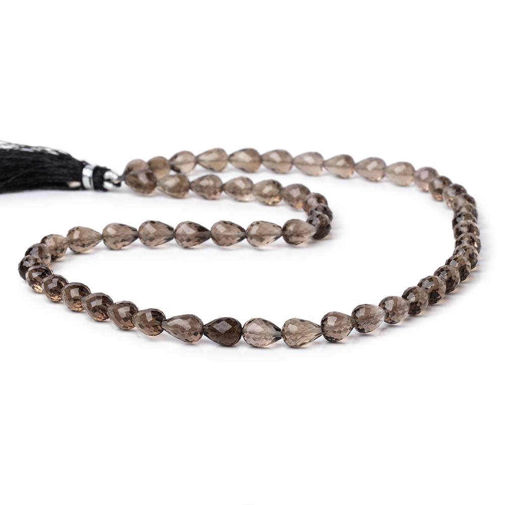8x6mm Light Smoky Quartz Faceted Tear Drop Beads 17 inch 55 pieces