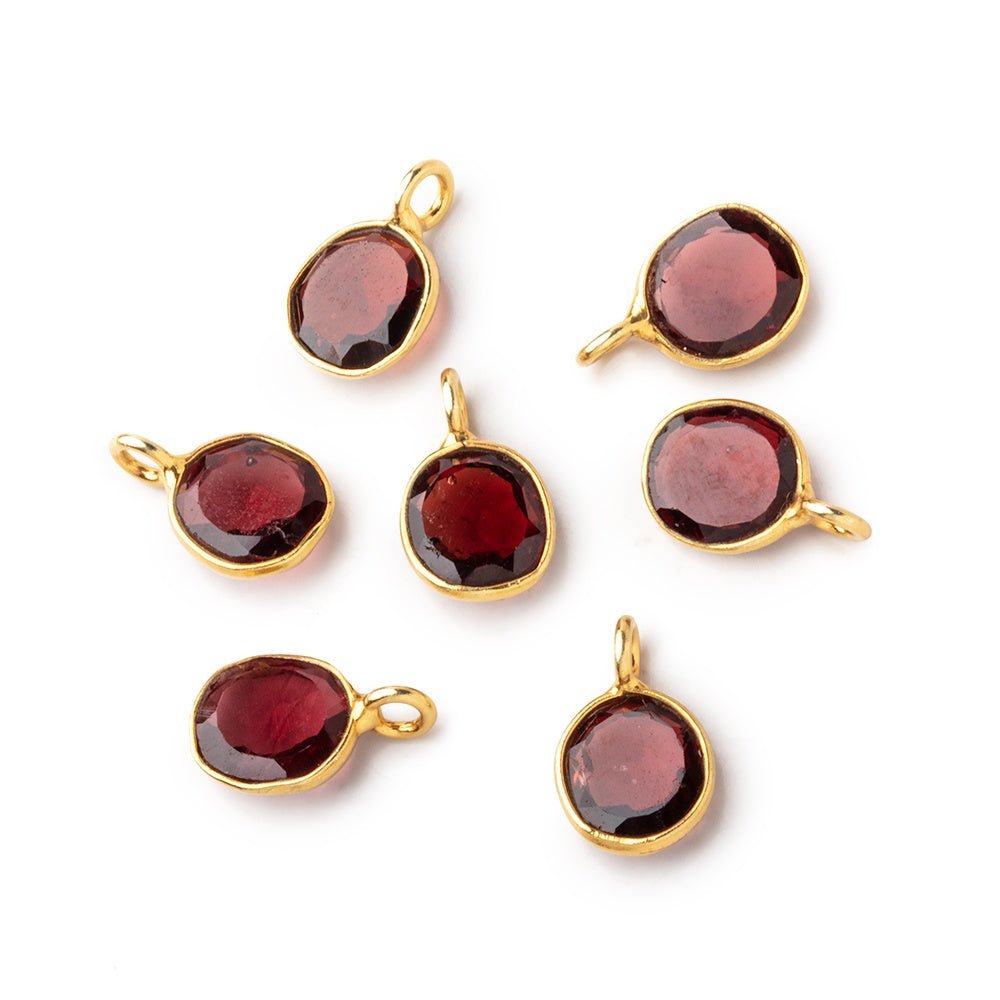 8x7mm Vermeil Bezel Garnet Rose Cut Oval Pendant 1 piece