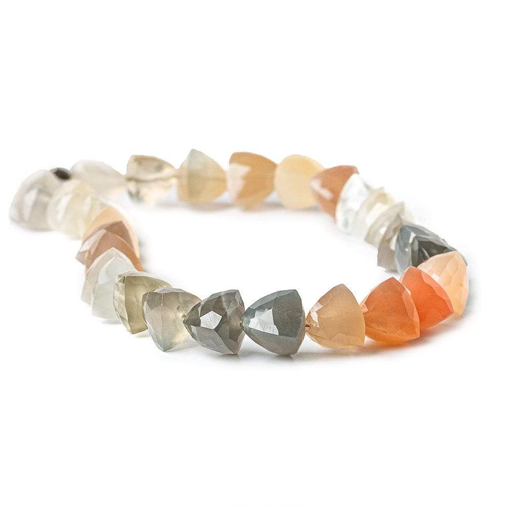 8x8mm Multi Color Moonstone Straight Drilled Trillion beads 8 inch 28 pieces AA