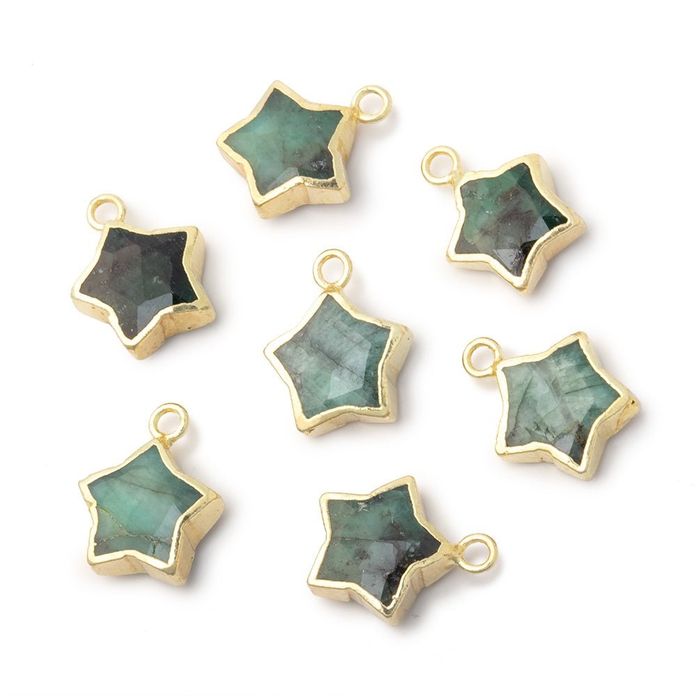 9-10mm Gold Leafed Emerald Faceted Star Focal Pendant 1 piece