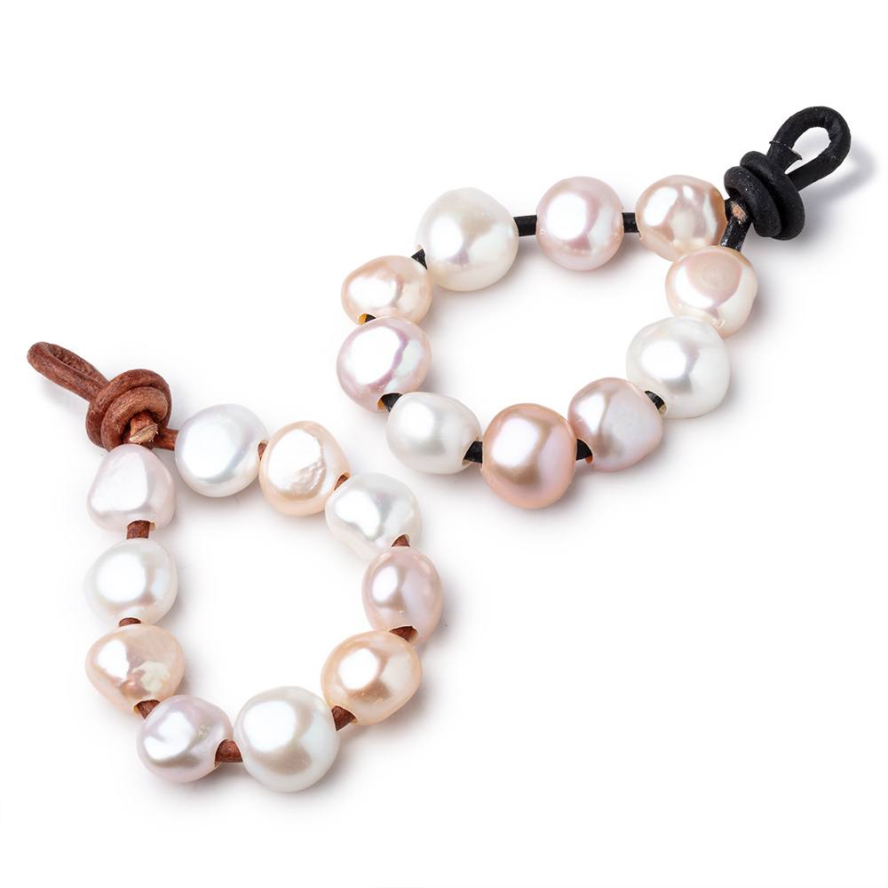 9-11mm Tri-Color Baroque Large Hole Baroque Pearls Set of 10