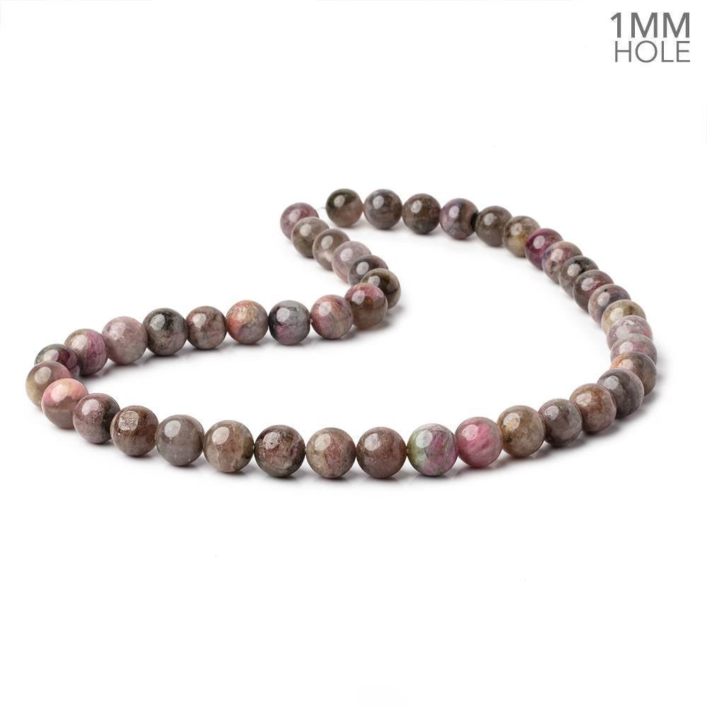 9.5-11mm Multi Color Tourmaline Plain Round Beads 18 inch 45 pieces AA 1mm hole
