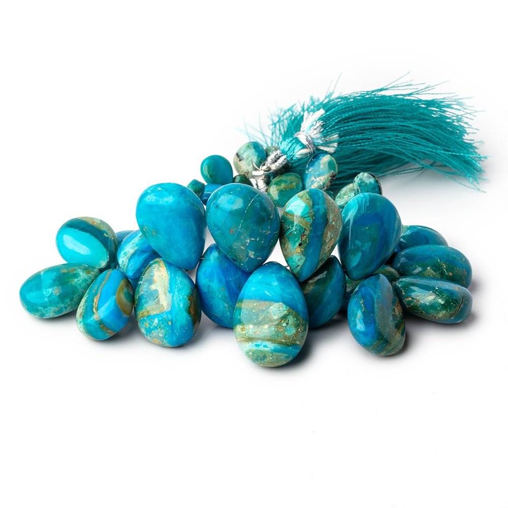9.5x7-20x16mm Blue Peruvian Opalina Plain Pear Beads 7.5 inch 36 pieces AAA