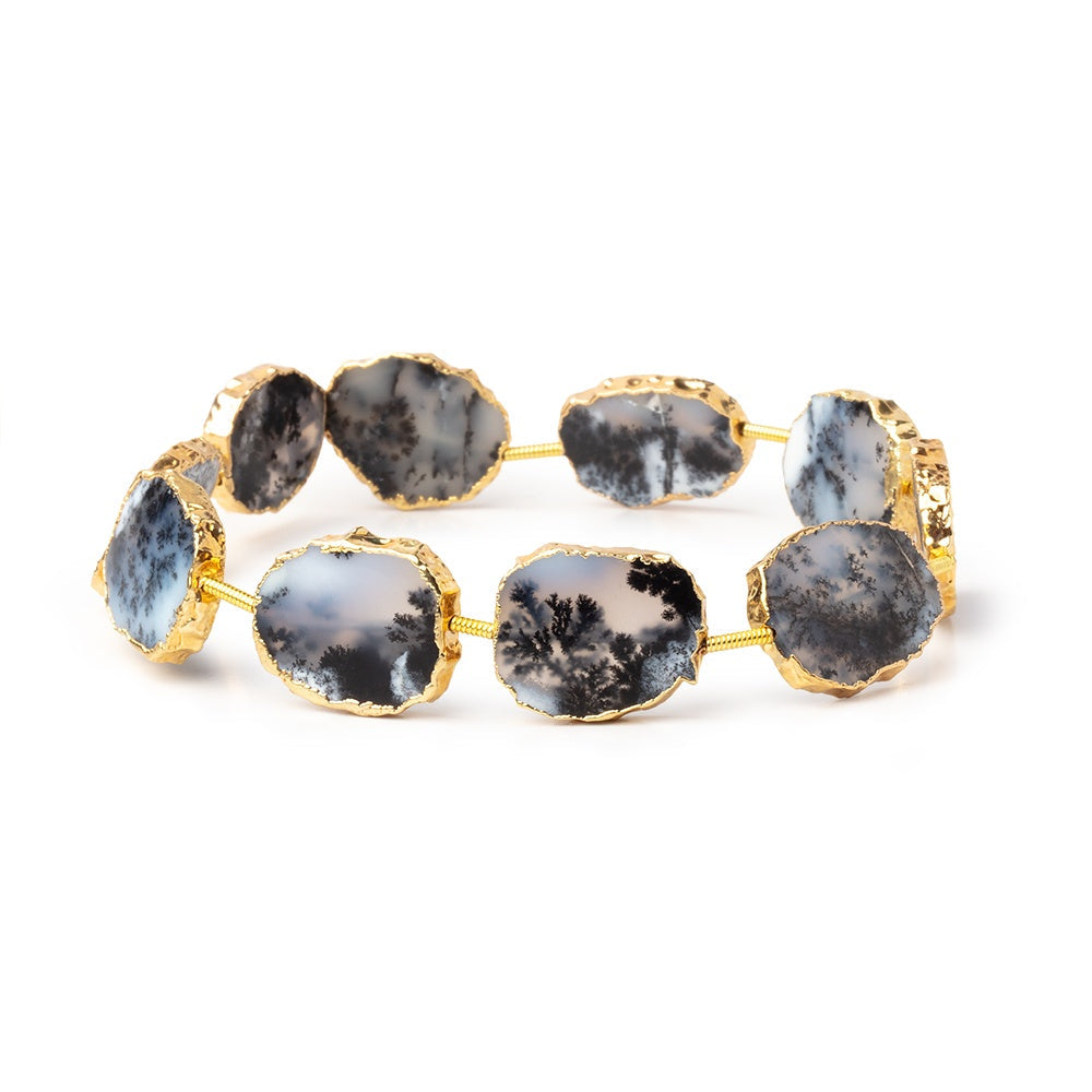15x12-16x13mm Gold Leafed Dendritic Opal slice strand 8 inch 10 pieces