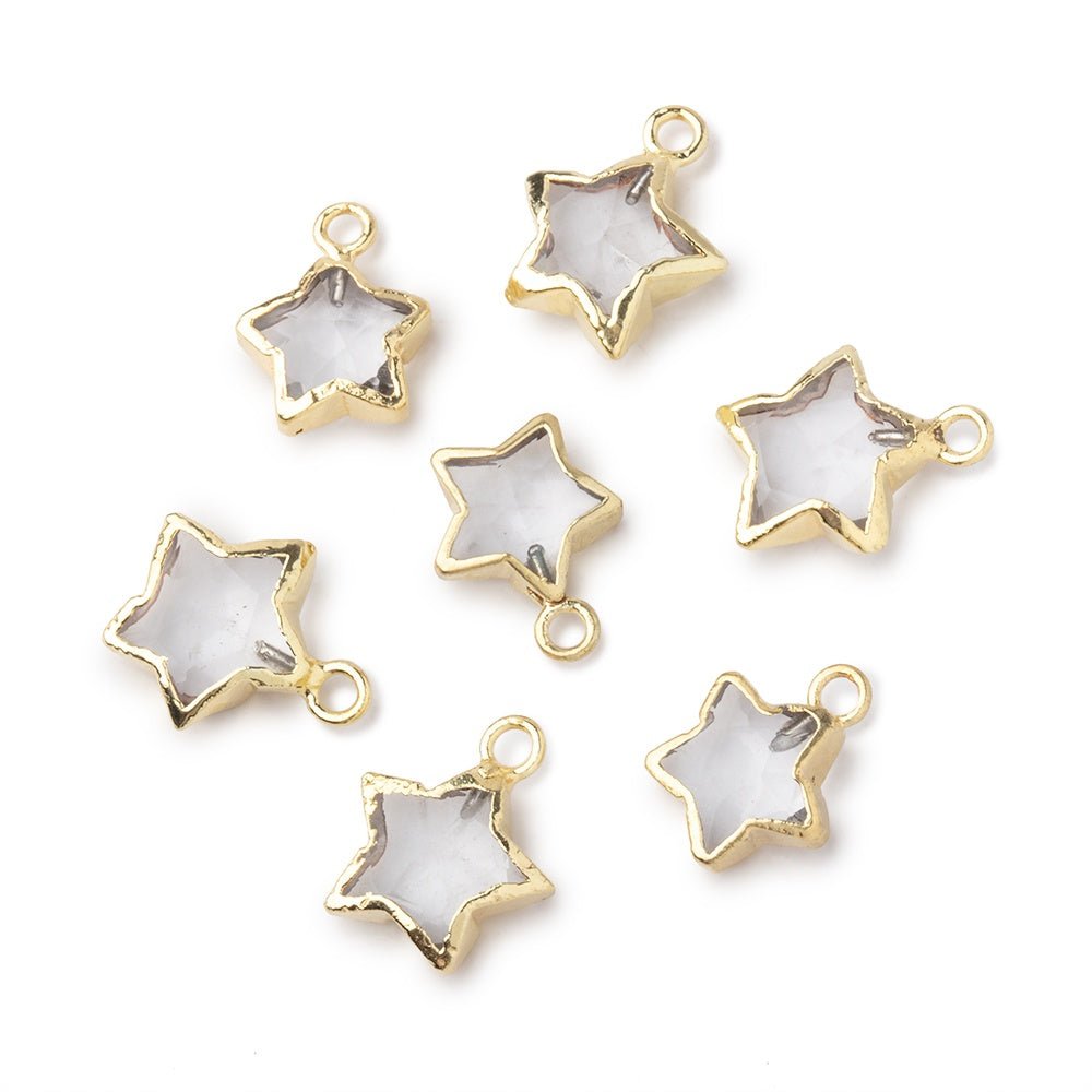9mm Gold Leafed Crystal Quartz Faceted Star Focal Pendant 1 piece