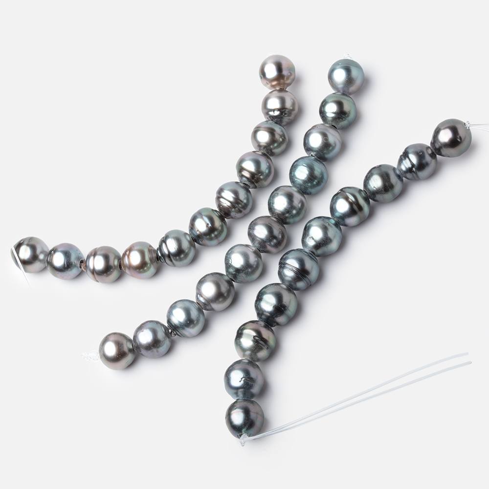 9mm Tahitian 2mm Large Hole Saltwater Pearls 4 inch 10 Beads A