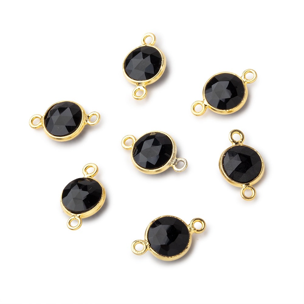 9mm Vermeil Bezel Black Onyx Faceted Coin connector 1 Focal Piece