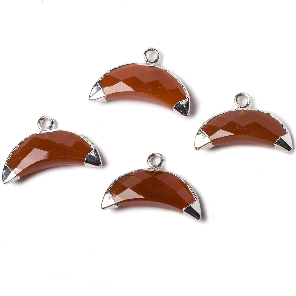 9x20mm Silver Leafed Carnelian Cresent Moon Pendant 1 focal bead