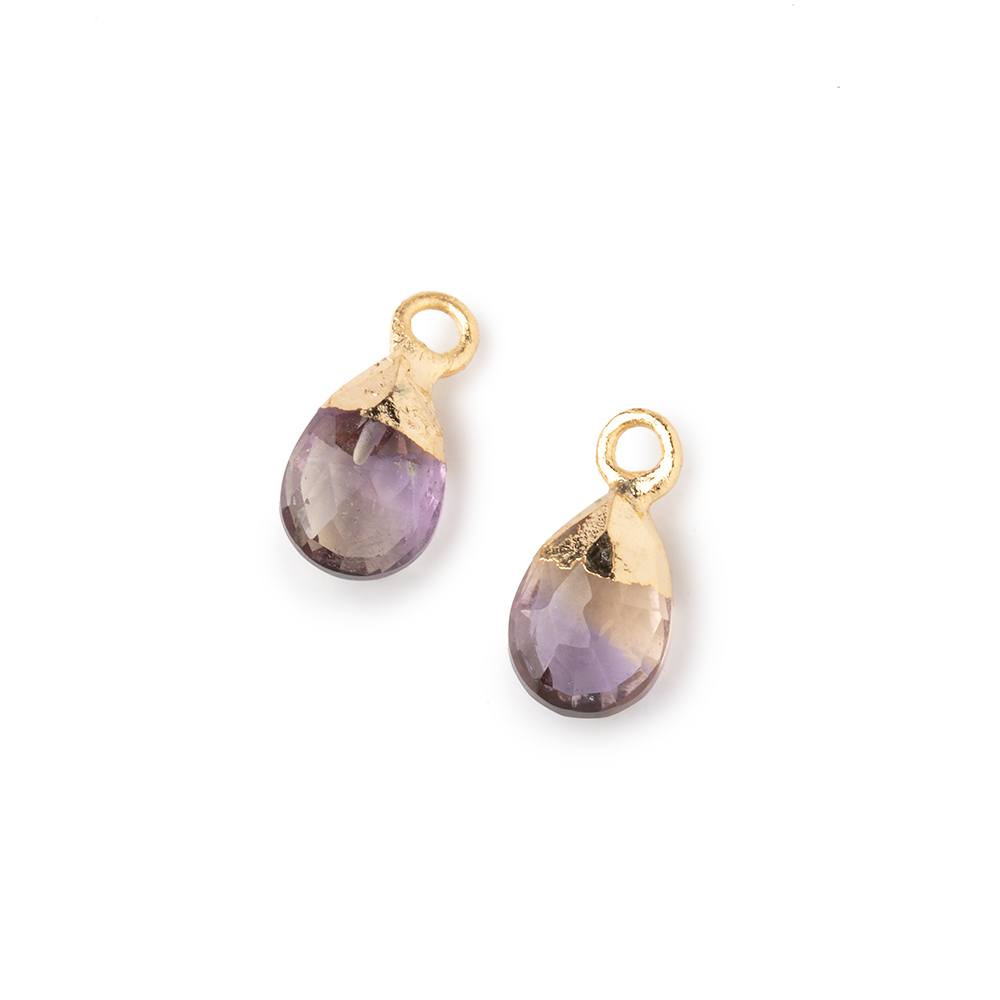 9x6mm Gold Leafed Ametrine Faceted Pear Set of 2 Pendants