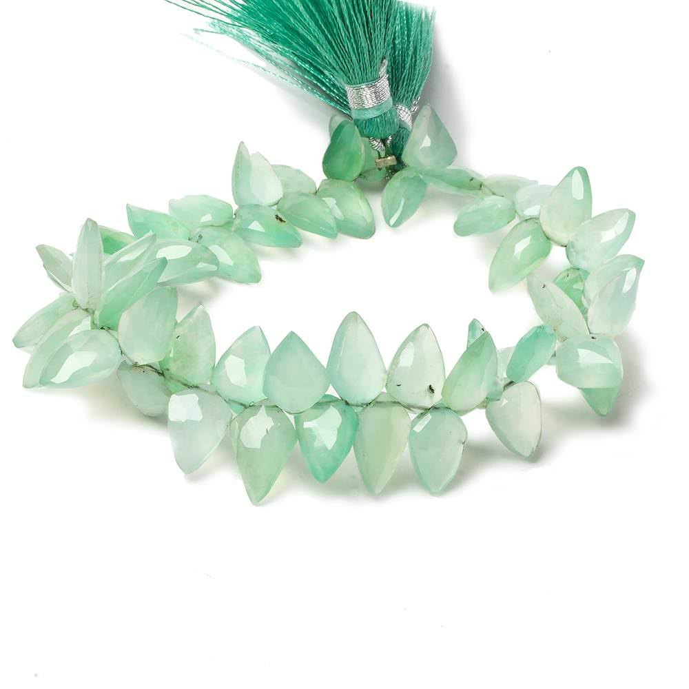 9x7-11x6mm Chrysoprase shoulder drilled faceted pears 8 inch 56 beads