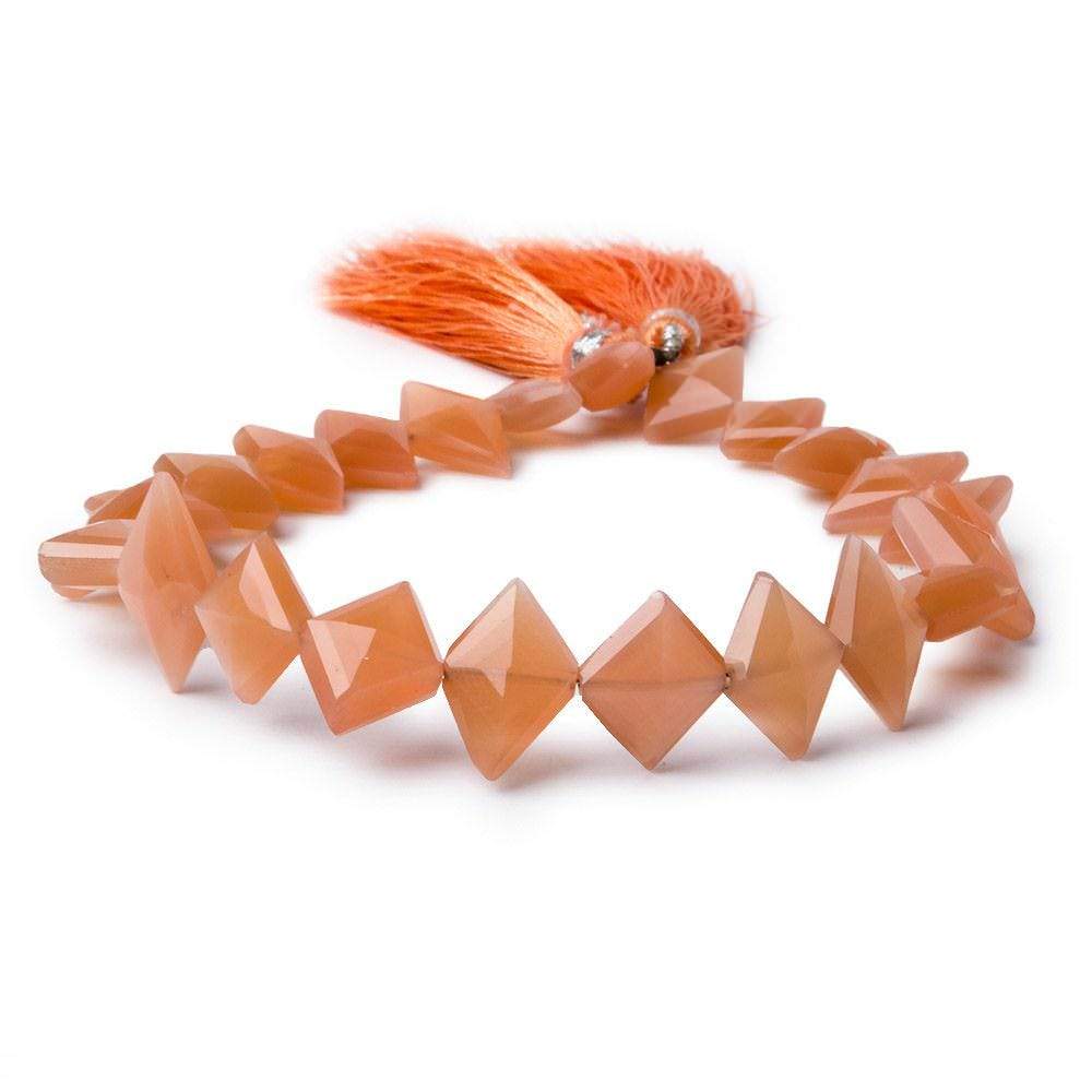 9x8-14x8mm Angel Skin Peach Moonstone Side Drilled Faceted Kite Beads 8 inch 23 pieces
