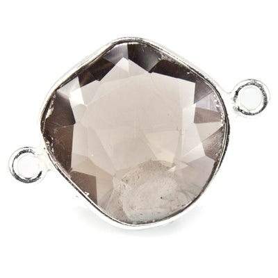 9x9-13x14mm Sterling Silver Bezeled Champagne Quartz Focal Bead Set of 5