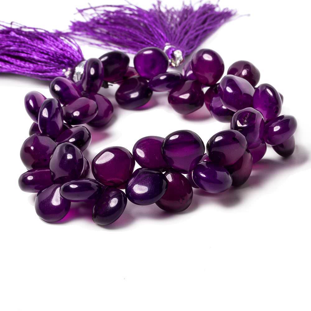 9x9mm to 11x11mm Pansy Purple Chalcedony Plain Heart Beads 8 inch 43 pieces