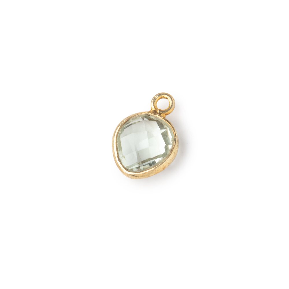 9x9mm Vermeil Bezeled Prasiolite Faceted Heart Pendant 1 Focal Piece