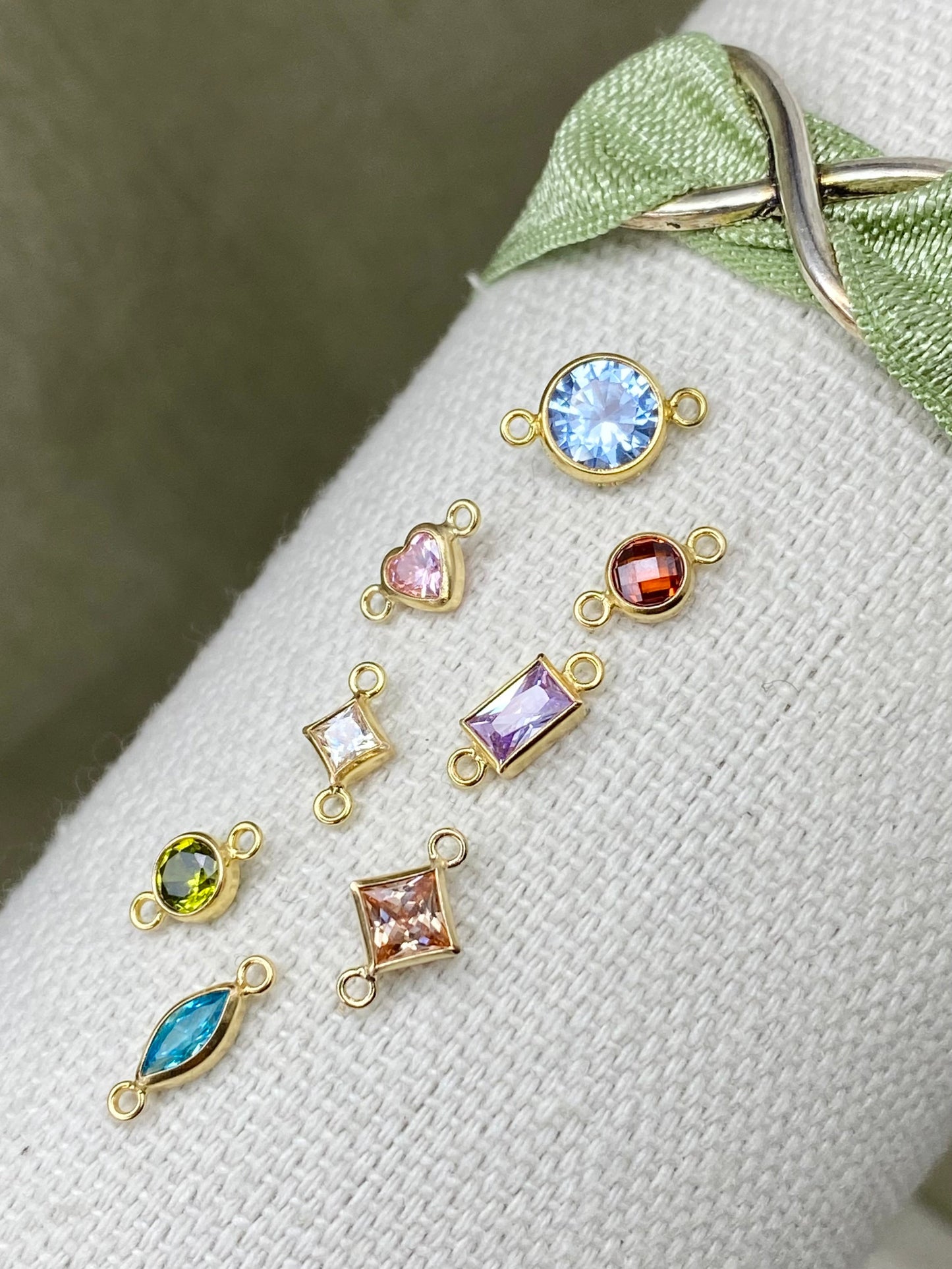 Rose Gold Filled INDIVIDUAL Birthstone Connectors - All Shapes - Luxe Colors