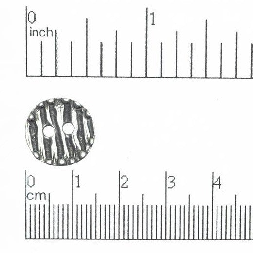 15mm Zebra Textured Button - Made of Pewter - Fits Up to 2mm Cord - Sold by the Piece - BTN12