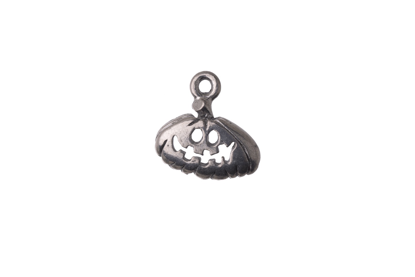 15mm x 15mm Halloween Grinning Pumpkin Charm - Made of Pewter - Sold Individually - CBS1789