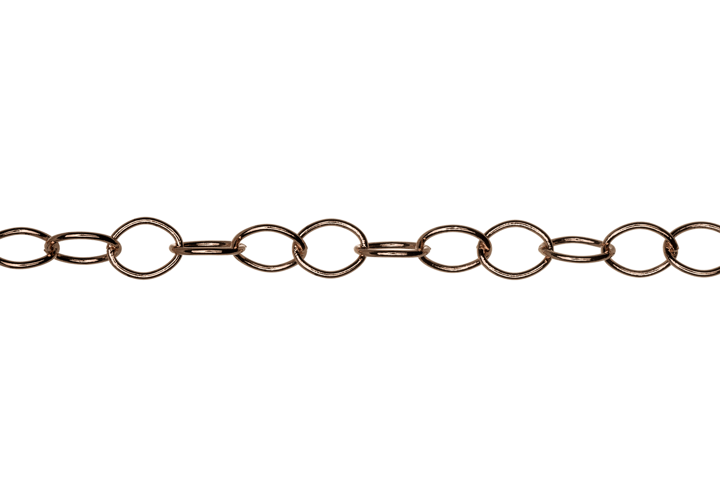 Thin Round Cable Chain multiple finishes available measures 6mm x 5mm sold by the Foot - CH 2600