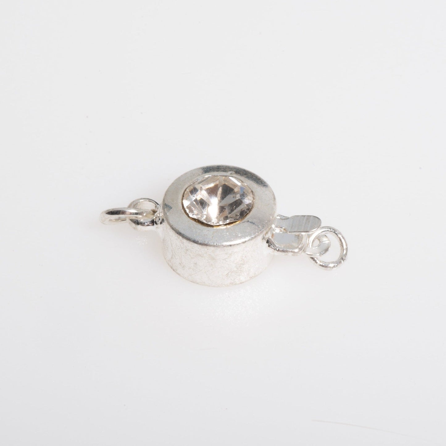 15mm x 9mm Embedded Rhinestone Disc Box Clasp - Made of Brass - Sold Individually - CL/24