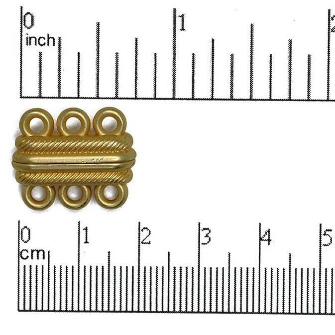 20mm x 17mm Magnetic 3-Loop Sandwich Clasp - Made of Brass - Sold Individually - CL/MC14