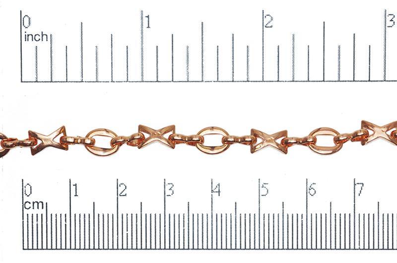 7.3mm x 6mm "XO" Hugs and Kisses Chain - Made of Brass - Sold by the Foot - Ch-095
