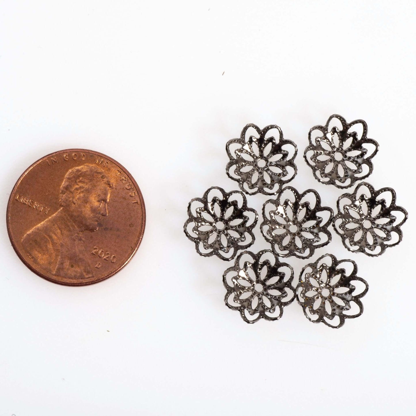10mm Perforated Flower Bead Cap - Available in 3 Finishes - BC400