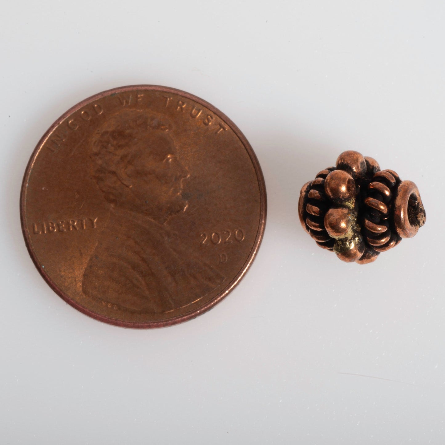 8mm x 7mm Bali-Style Roped Bumpy Cylinder Bead - Made of Copper - Sold Individually - CS1245
