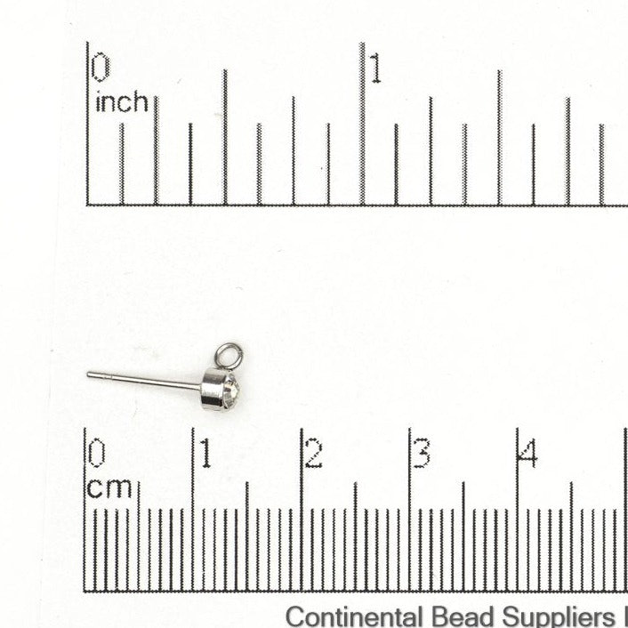 4mm Cubic Zirconia Crystal Post Ear Wire Earring w/ Earnut - Made of stainless steel - Sold individually - EW4SS