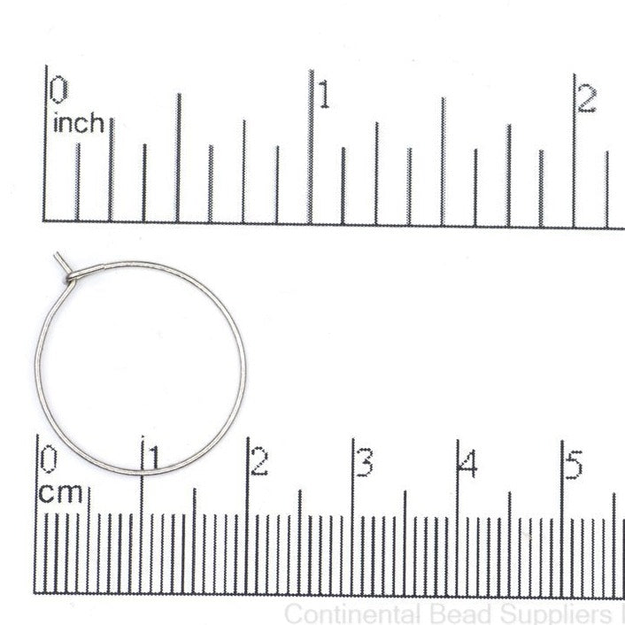 20mm Hoop Ear Wire Earring. Stainless Steel. Sold by the Dozen - EW7SS