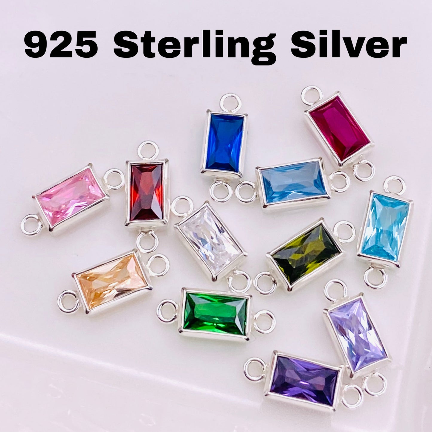 Luxe Baguette Rectangle Birthstone Connectors - Gold Filled - 3 Pack/12 Pack - B42G - Luxe Colors
