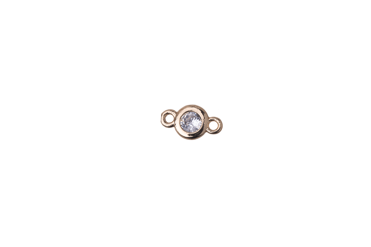 8.5mm x 4.25mm Cubic Zirconia Insert Donut Link Connector - Made of Plated Brass - Available in Silver and Gold - Sold Individually - K113