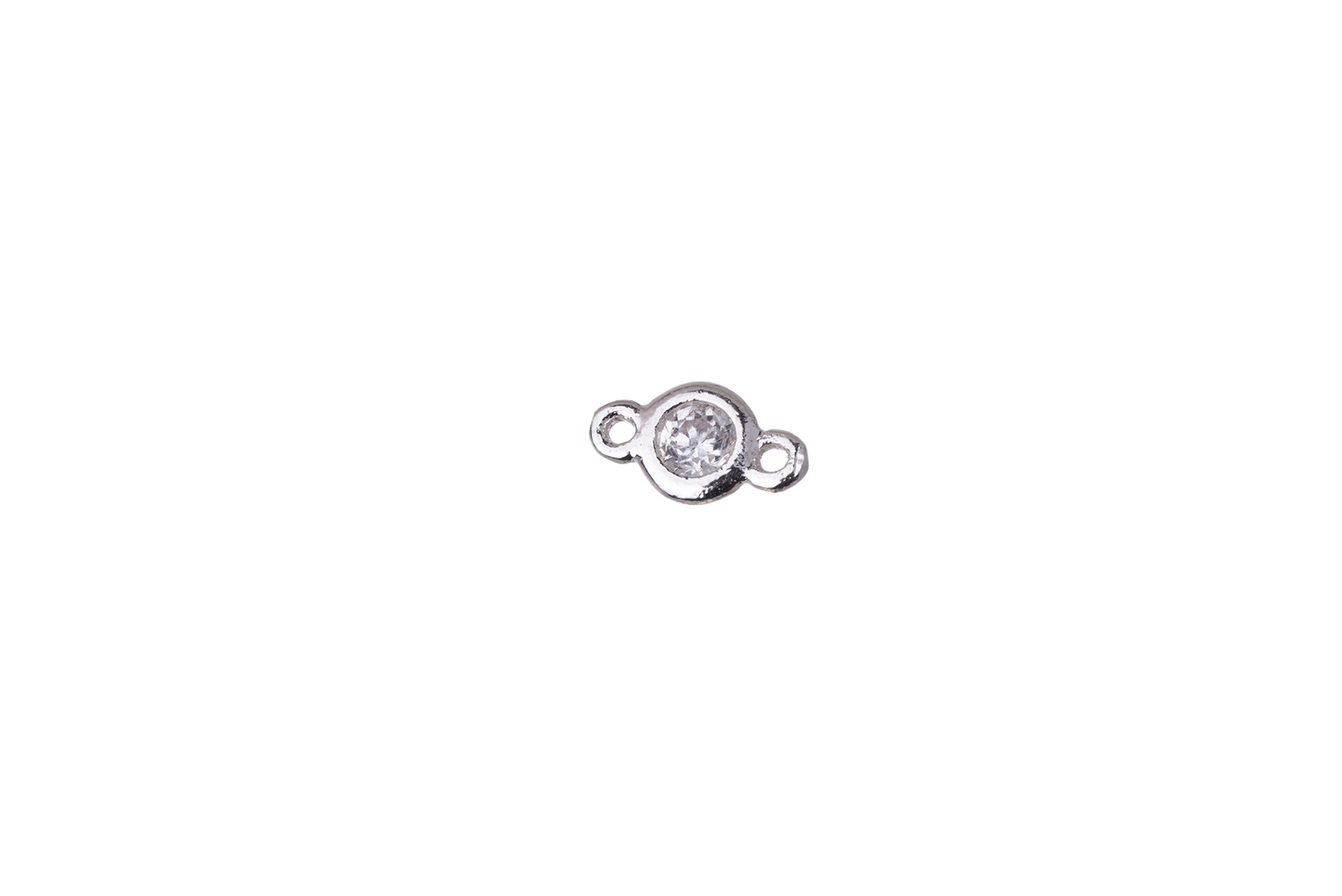 8.5mm x 4.25mm Cubic Zirconia Insert Donut Link Connector - Made of Plated Brass - Available in Silver and Gold - Sold Individually - K113
