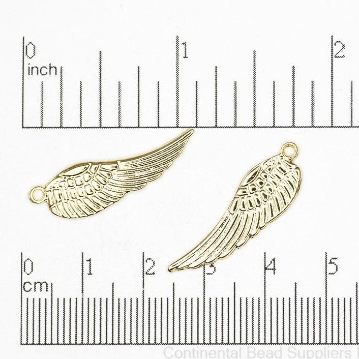 30mm x 9mm Angel Bird Wing Charm - Made of Plated Zinc - Sold Individually - K131