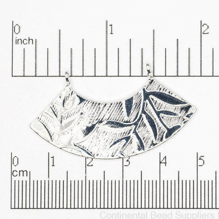 44mm x 22.5mm Curved Collar Floral Detail Connector Pendant - Made of Plated Brass - Sold Individually - K141