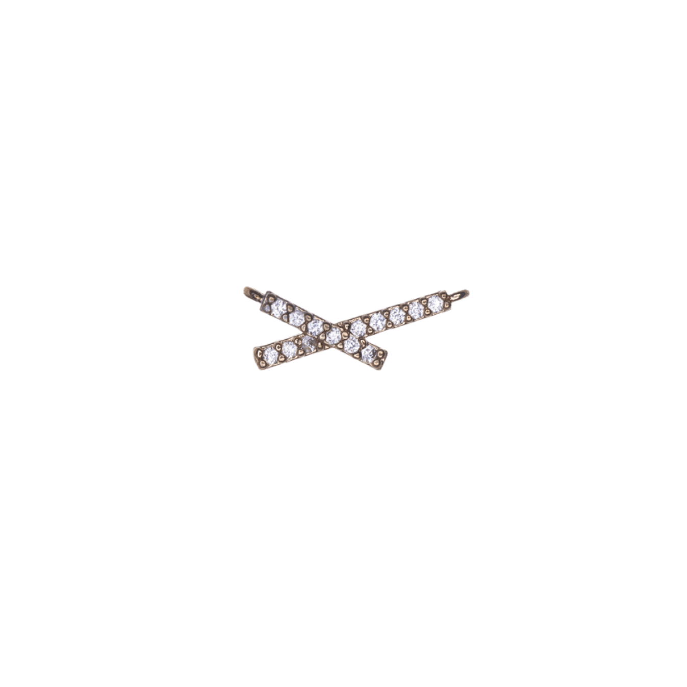 13mm x 5mm Inlaid Crystal "X" Charm - Made from Zinc - Silver and 18k Gold Finishes - Sold by the Piece - K157