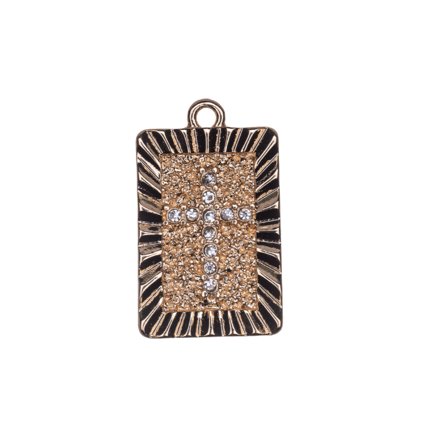 23.5mm x 14.5mm Inlaid Crystal Framed Cross Charm - Made of plated zinc - Sold individually - K160