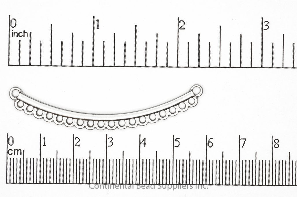 20 Hole Collar Pendant - 57.5mm Curved Bar with 2 Loops - Made of Pewter - K90 - Available in Satin Hamilton Gold & Satin Rhodium Silver