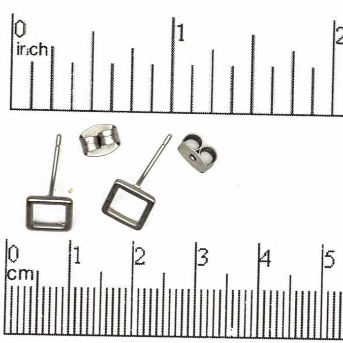 7mm Square Post Earring - Earnut Included - Satin Rhodium Silver and Satin Hamilton Gold Finishes - Sold by the Piece - KE-11