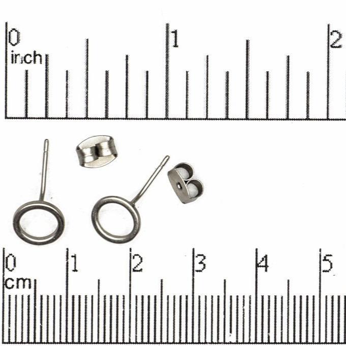 8mm Circle Post Earring - Earnut Included - Electro-Plated - Satin Rhodium Silver and Satin Hamilton Gold - Sold by the Piece - KE-20