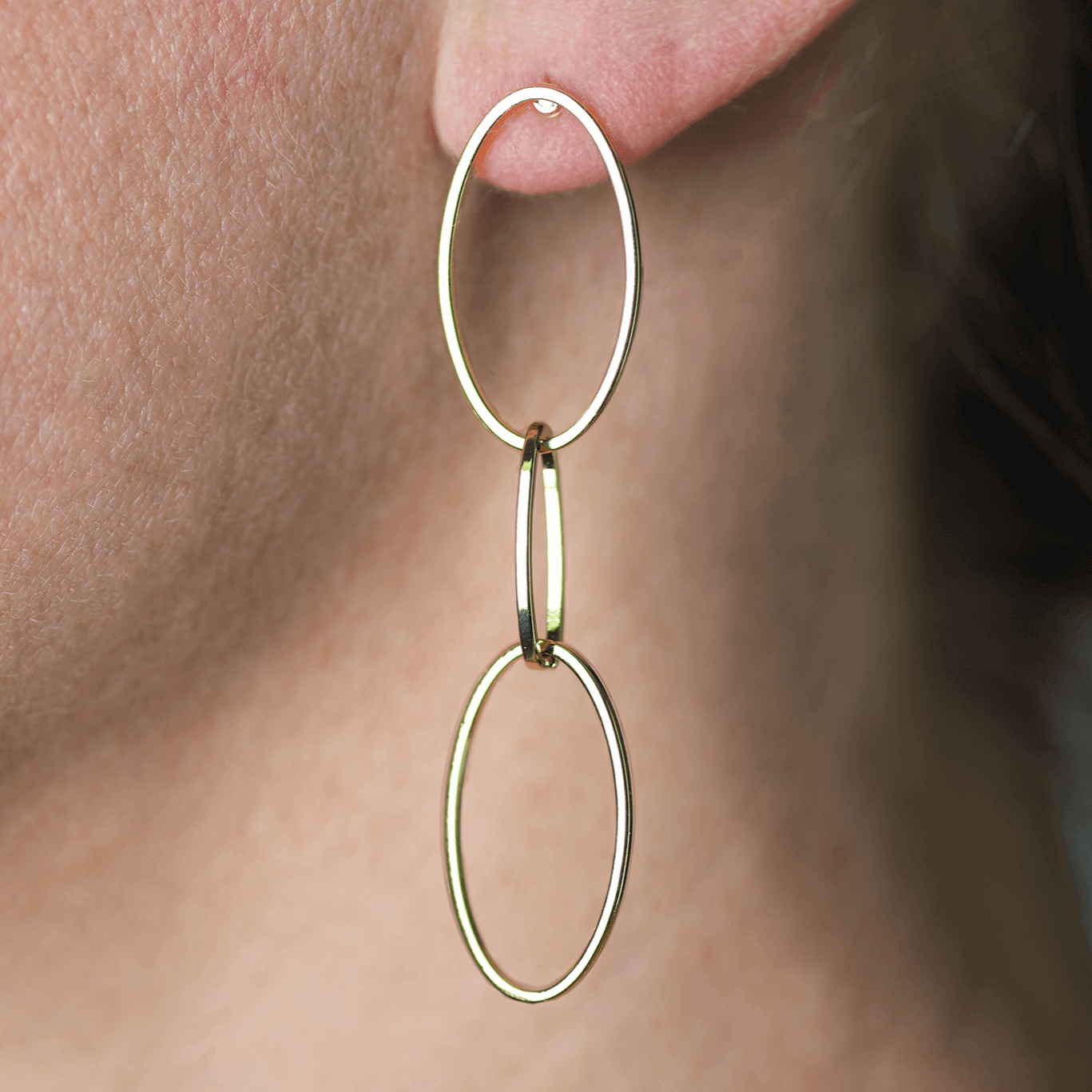 25mm x 13mm Large Oval Cable Chain Earring - Earnut Back Included - Sold by the Piece - Available in Silver & Gold - KE-27