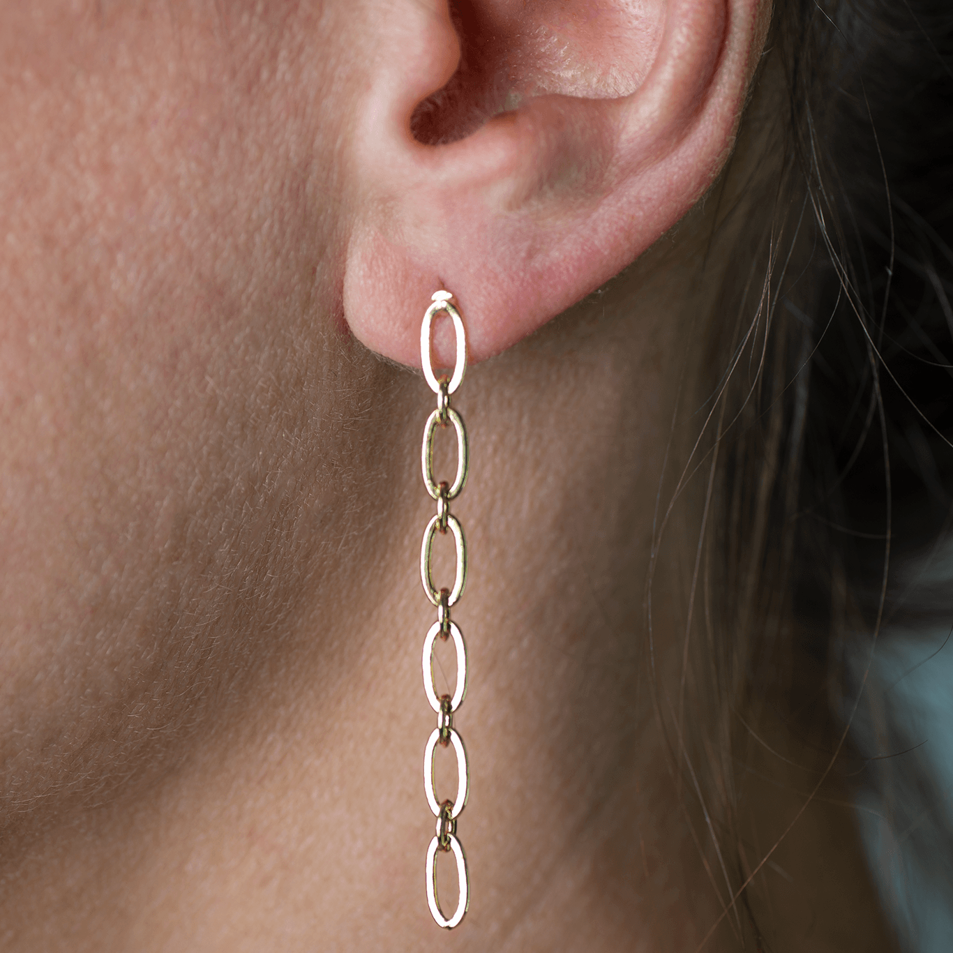 4.2mm Flat Oval Cable Chain Earring - Earnut Back Included - Sold By The Piece - KE-29