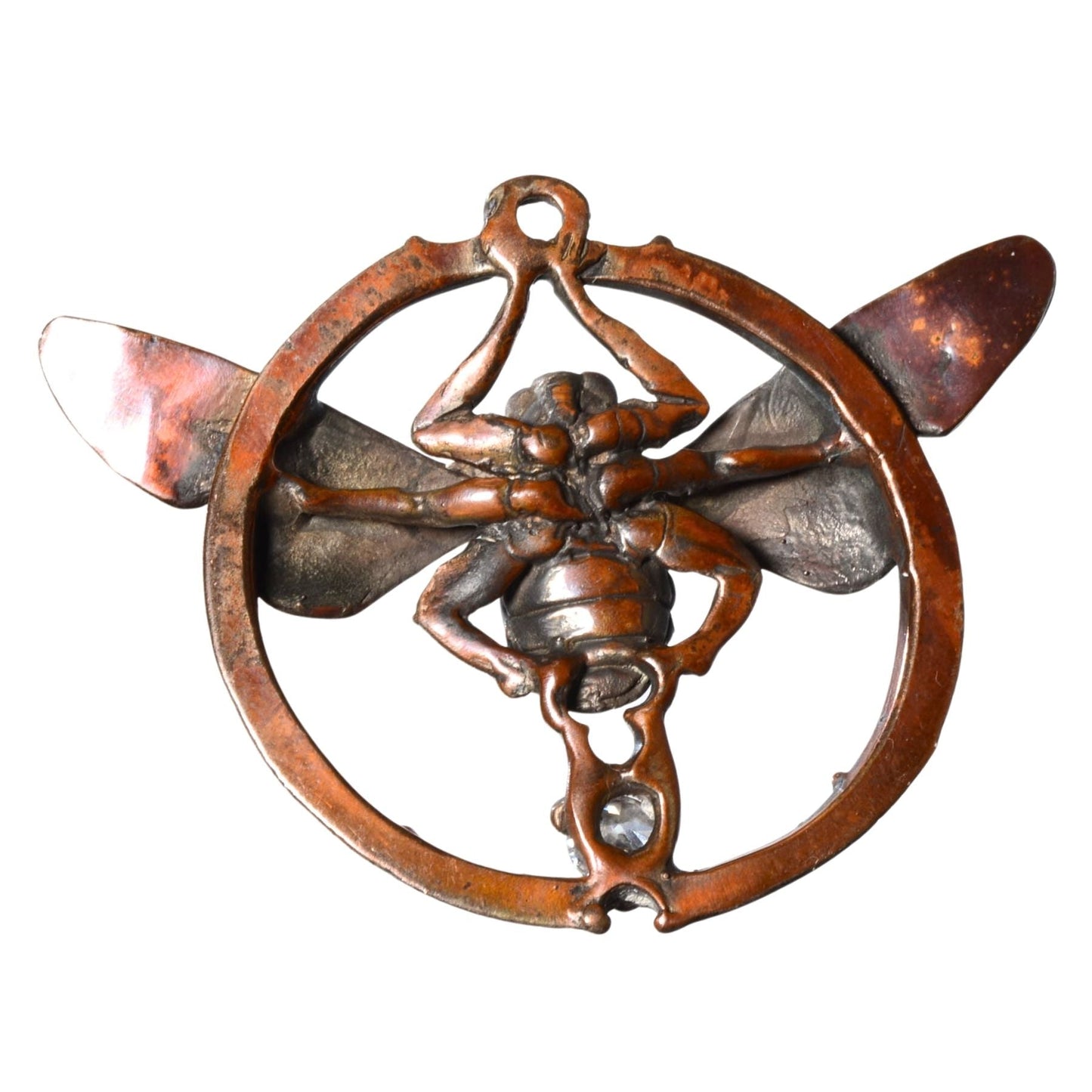 Bob Burkett Bronze Insect Pendant with Clear Crystal Accent