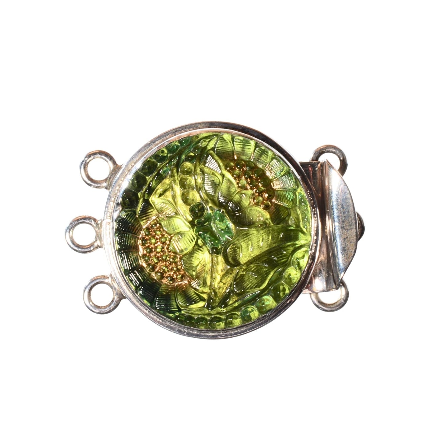 Sterling Silver Floral Glass Box Clasp – 42mm Statement Clasp