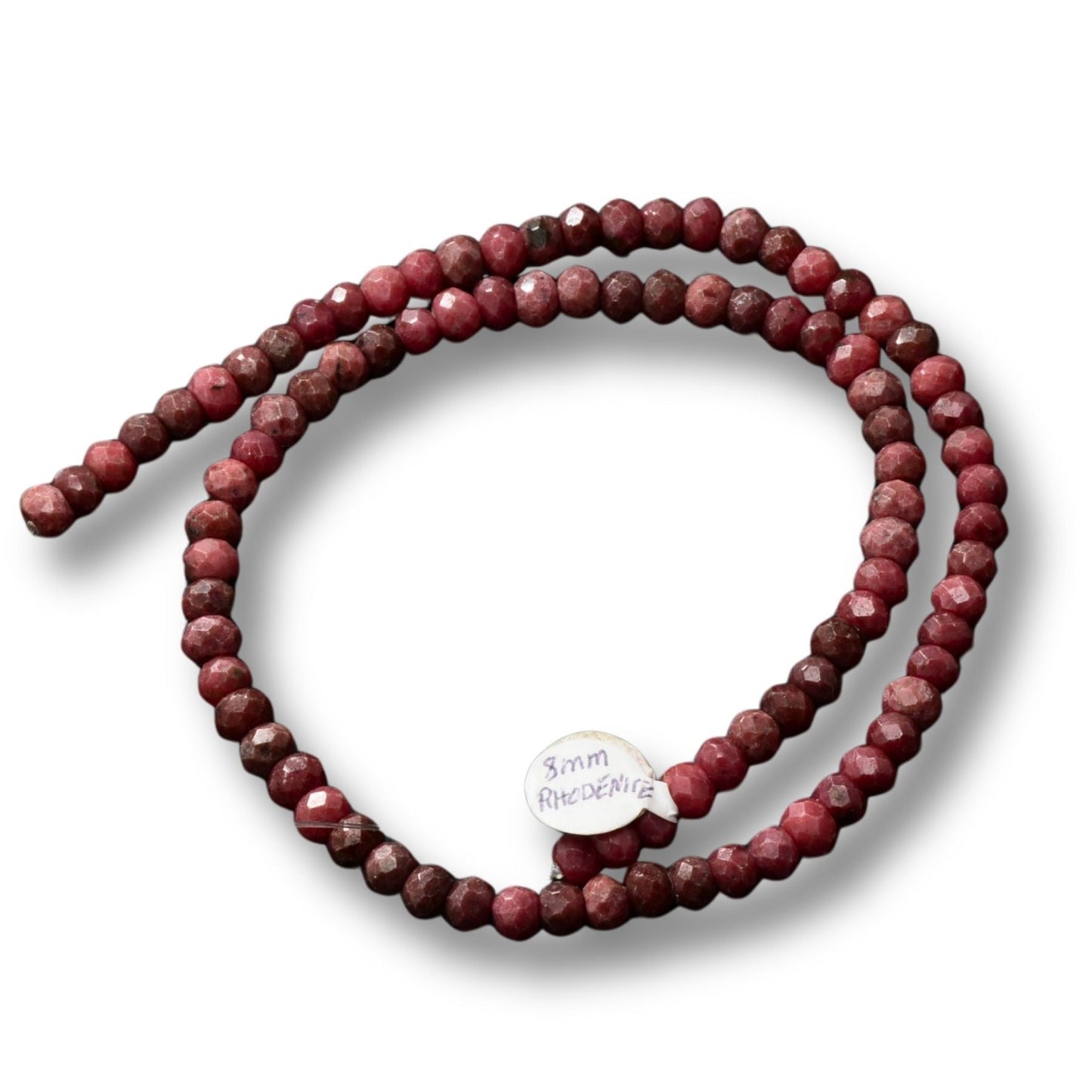 Natural Rhodonite Faceted Round Beads – 8mm – Full Strand